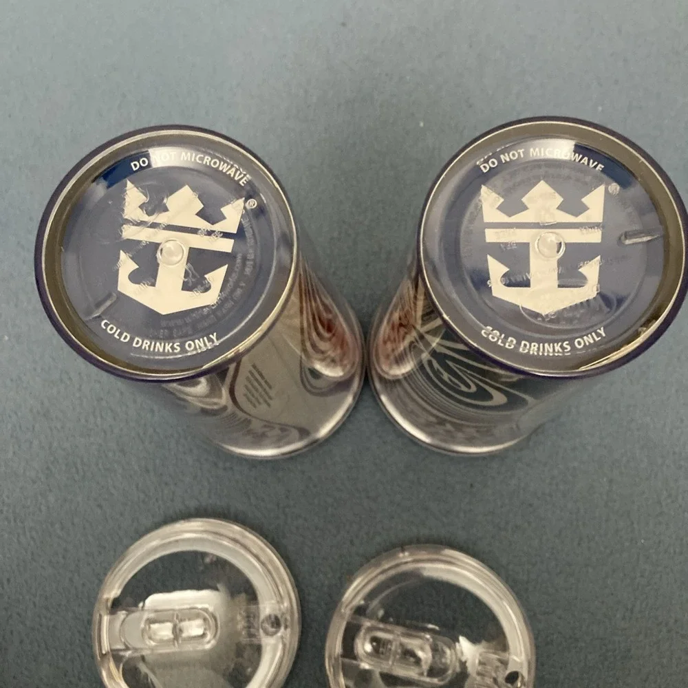 Royal Caribbean Cruise Lines Whirley Coca-Cola Drink Cup Tumbler w/Lids-Lot of 2